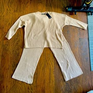 NWT Nasty Gal Take Knit Off Sweater and Pants Lounge Set in Nude Size L